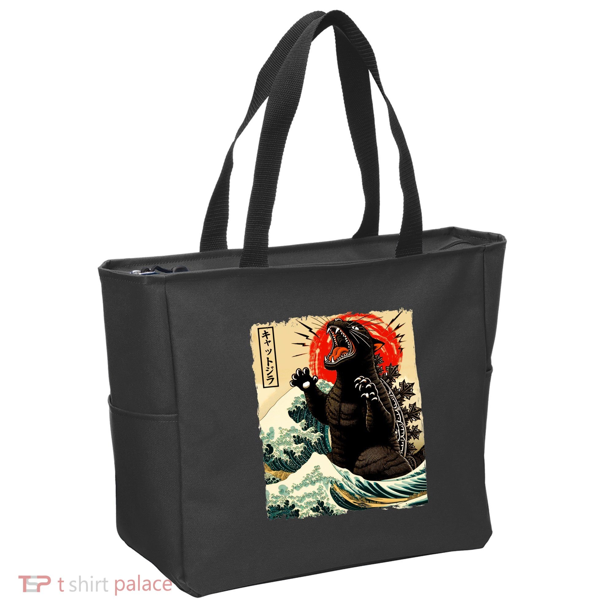 Catzilla Cat Japanese Art Funny Cat Tote Bag