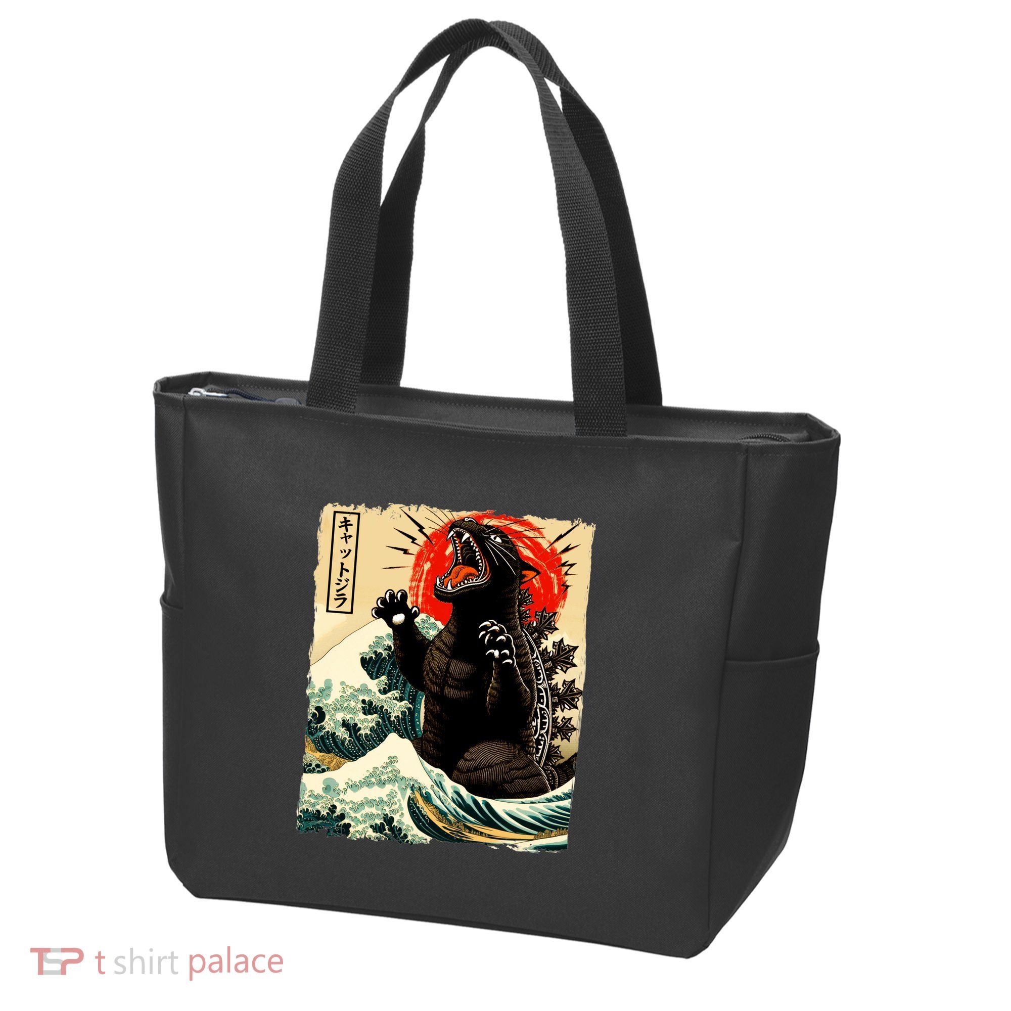 Catzilla Cat Japanese Art Funny Cat Tote Bag