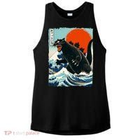Catzilla Cat Japanese Art Cat Gift Ladies PosiCharge Tri-Blend Wicking Tank thumb 0