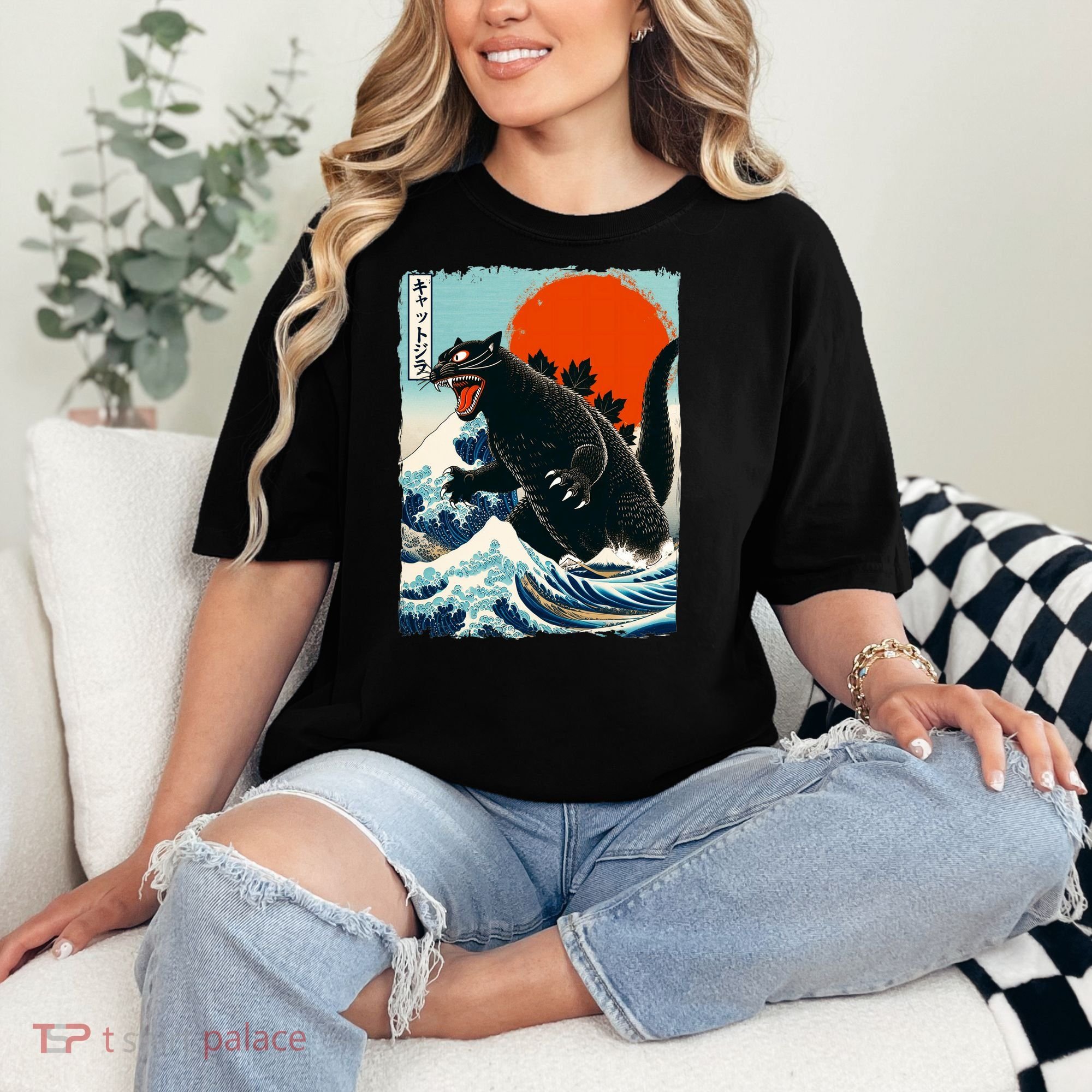 Catzilla Cat Japanese Art Cat Gift Comfort Colors T-Shirt