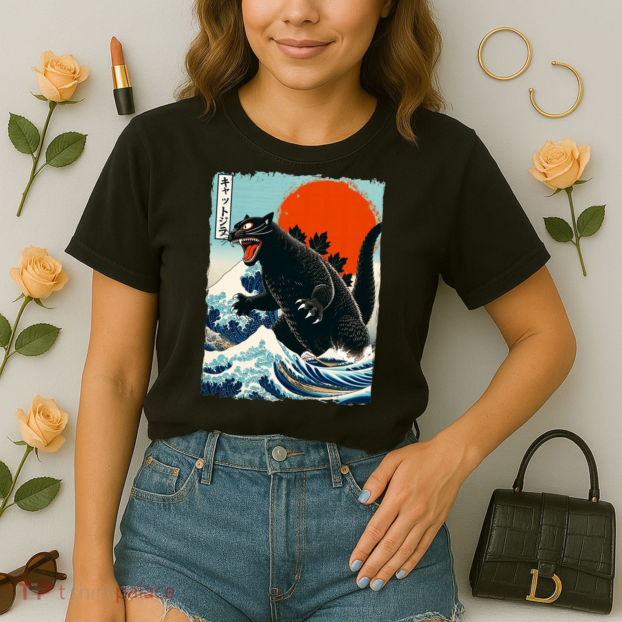 Catzilla Cat Japanese Art Cat Gift Comfort Colors Boxy T-Shirt