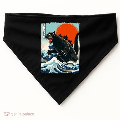 Catzilla Cat Japanese Art Cat Gift USA-Made Doggie Bandana