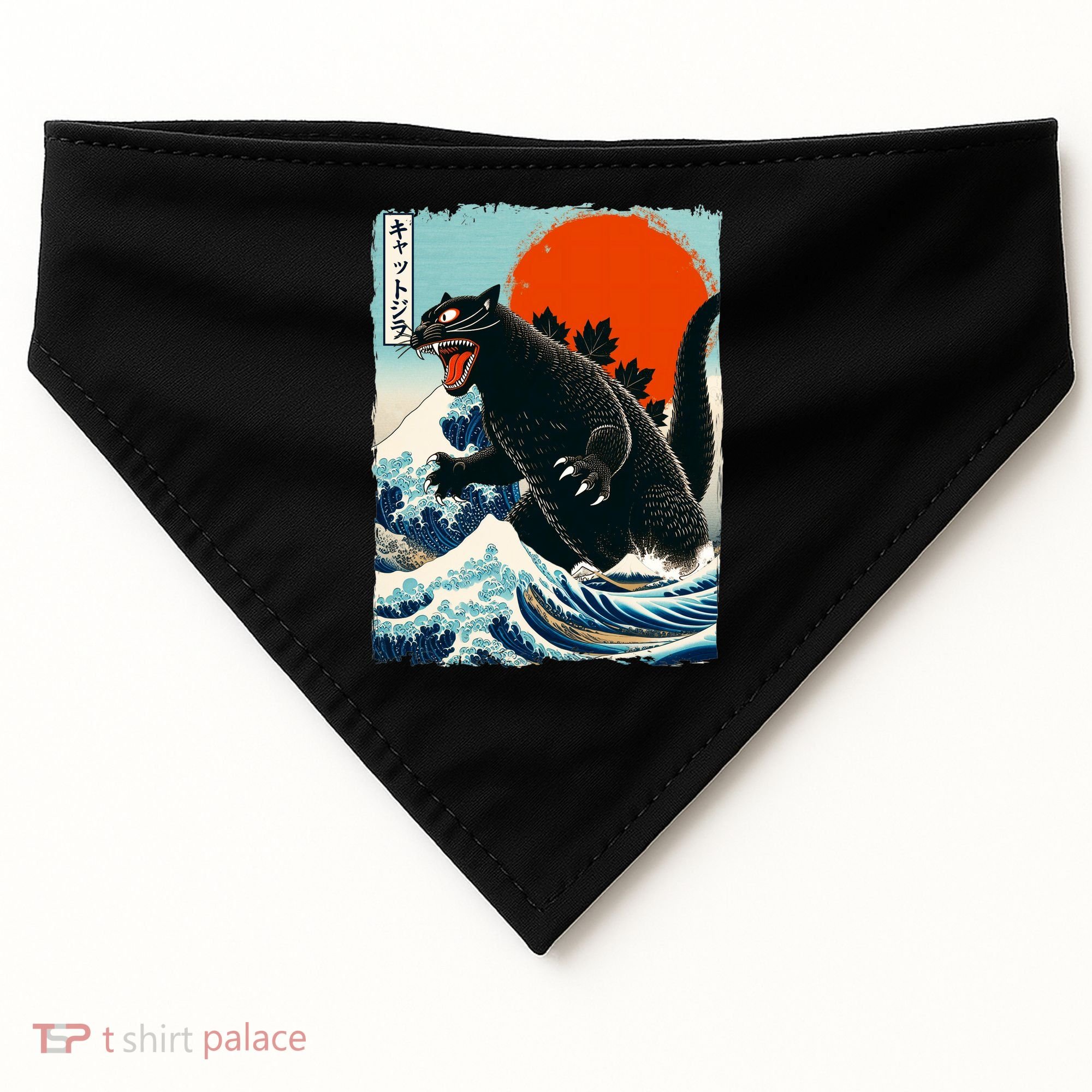 Catzilla Cat Japanese Art Cat Gift USA-Made Doggie Bandana