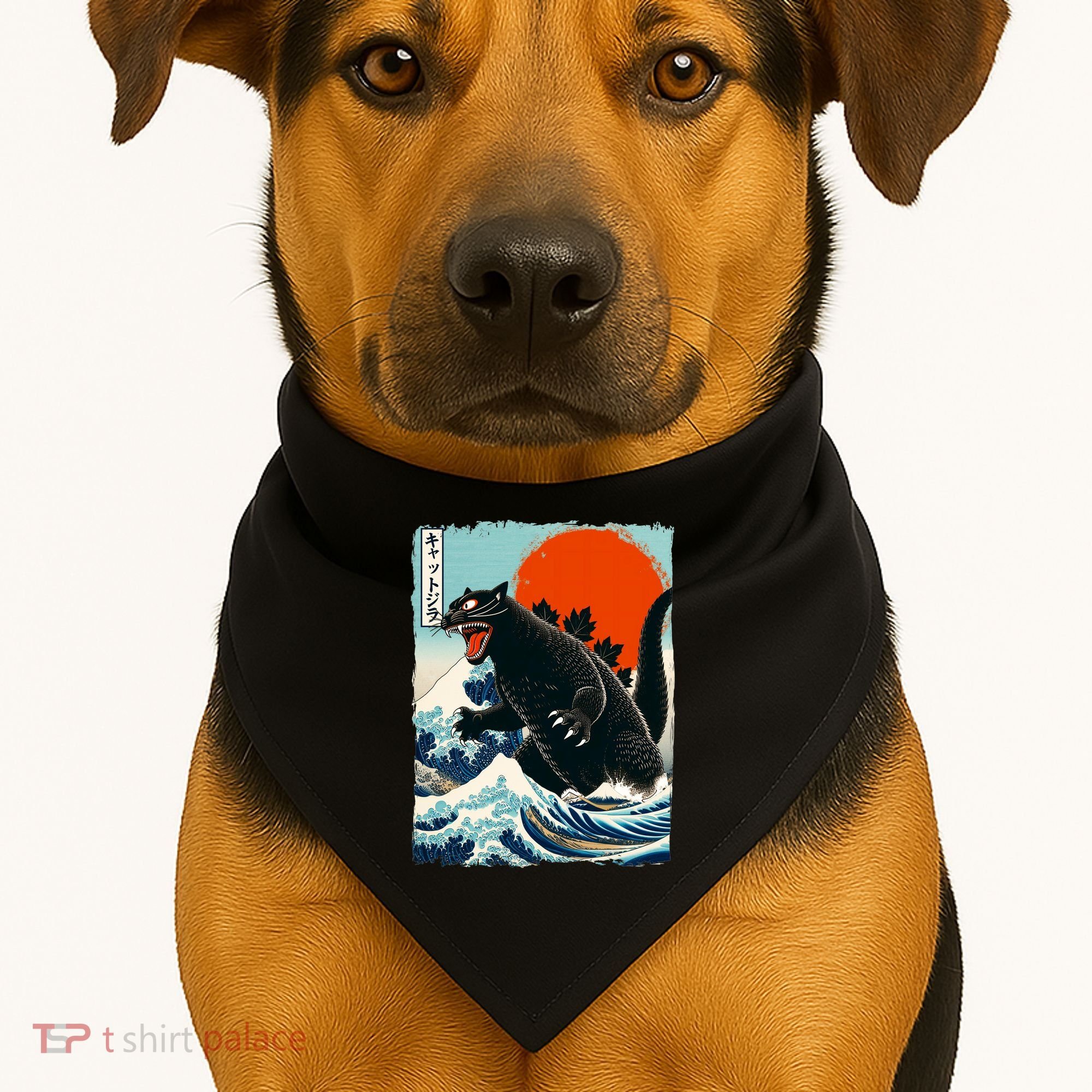 Catzilla Cat Japanese Art Cat Gift USA-Made Doggie Bandana