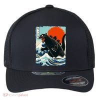 Catzilla Cat Japanese Art Cat Gift Flexfit Unipanel Trucker Cap thumb 0