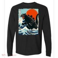 Catzilla Cat Japanese Art Cat Gift Comfort Colors Heavyweight Long Sleeve T-Shirt thumb 0