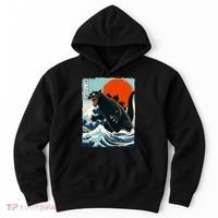 Catzilla Cat Japanese Art Cat Gift Hoodie thumb 0