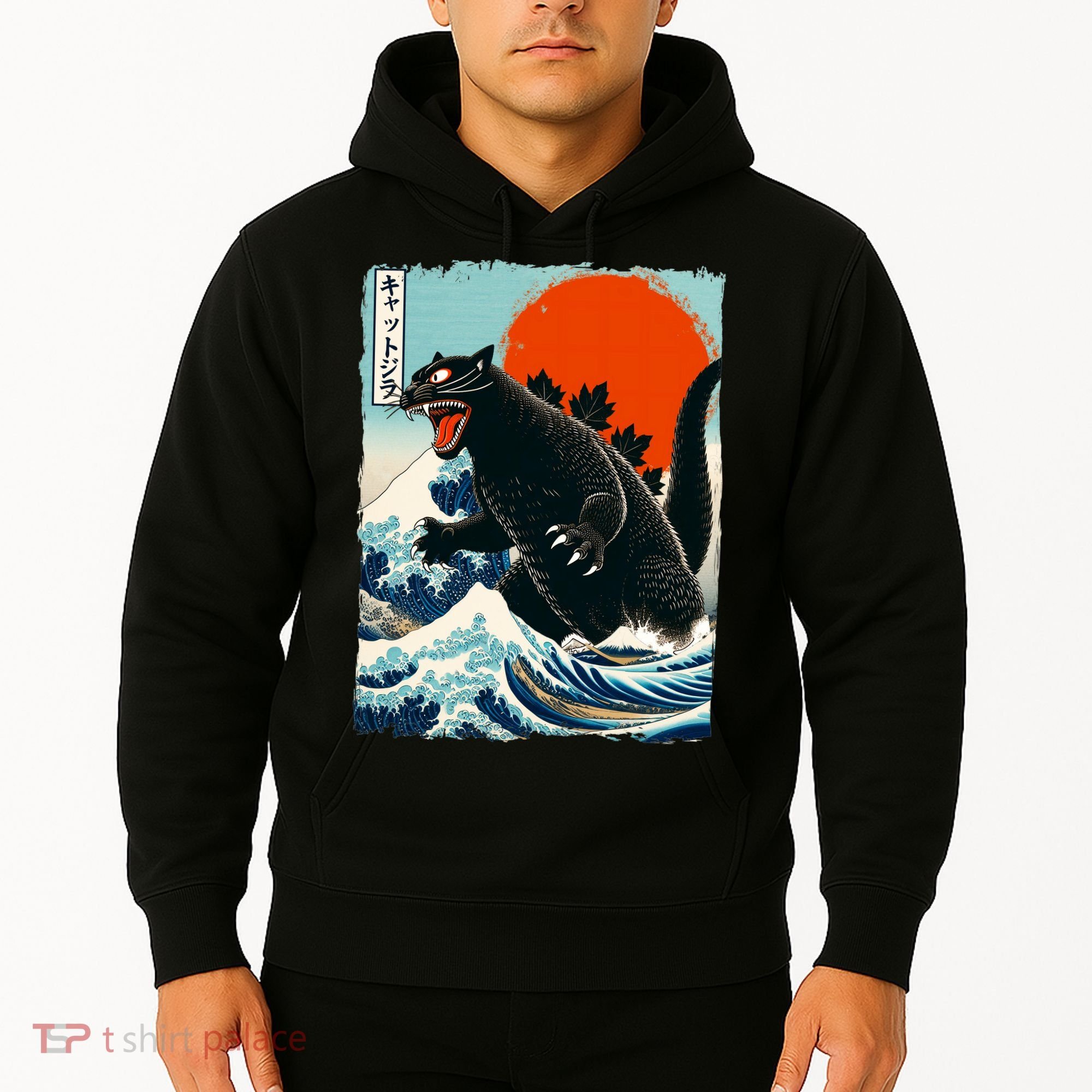 Catzilla Cat Japanese Art Cat Gift Hoodie