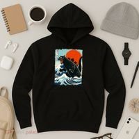 Catzilla Cat Japanese Art Cat Gift Hoodie thumb 3