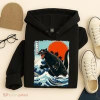 Catzilla Cat Japanese Art Cat Gift Hoodie thumb 4