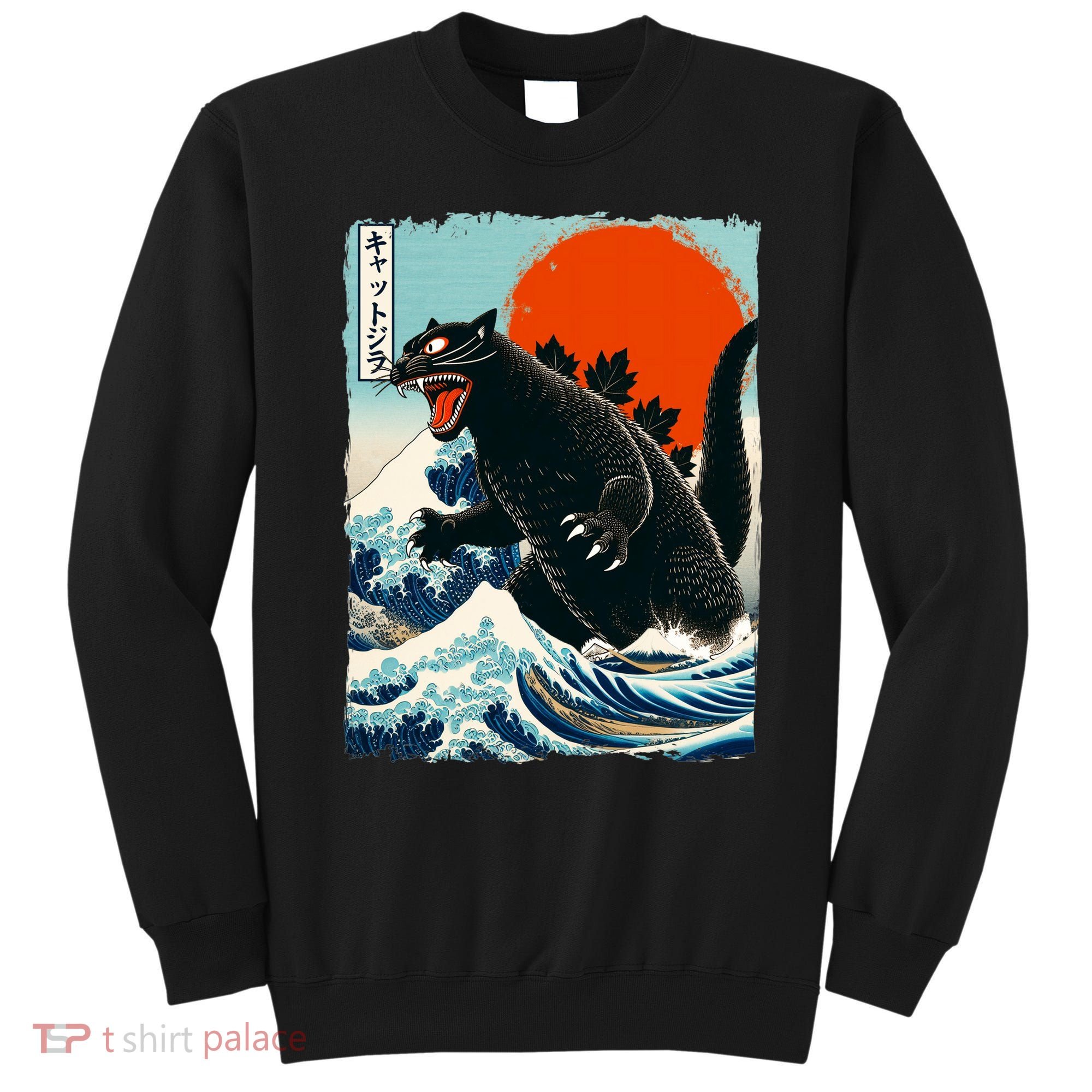 Catzilla Cat Japanese Art Cat Gift Sweatshirt