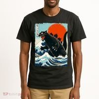 Catzilla Cat Japanese Art Cat Gift Tall T-Shirt thumb 2