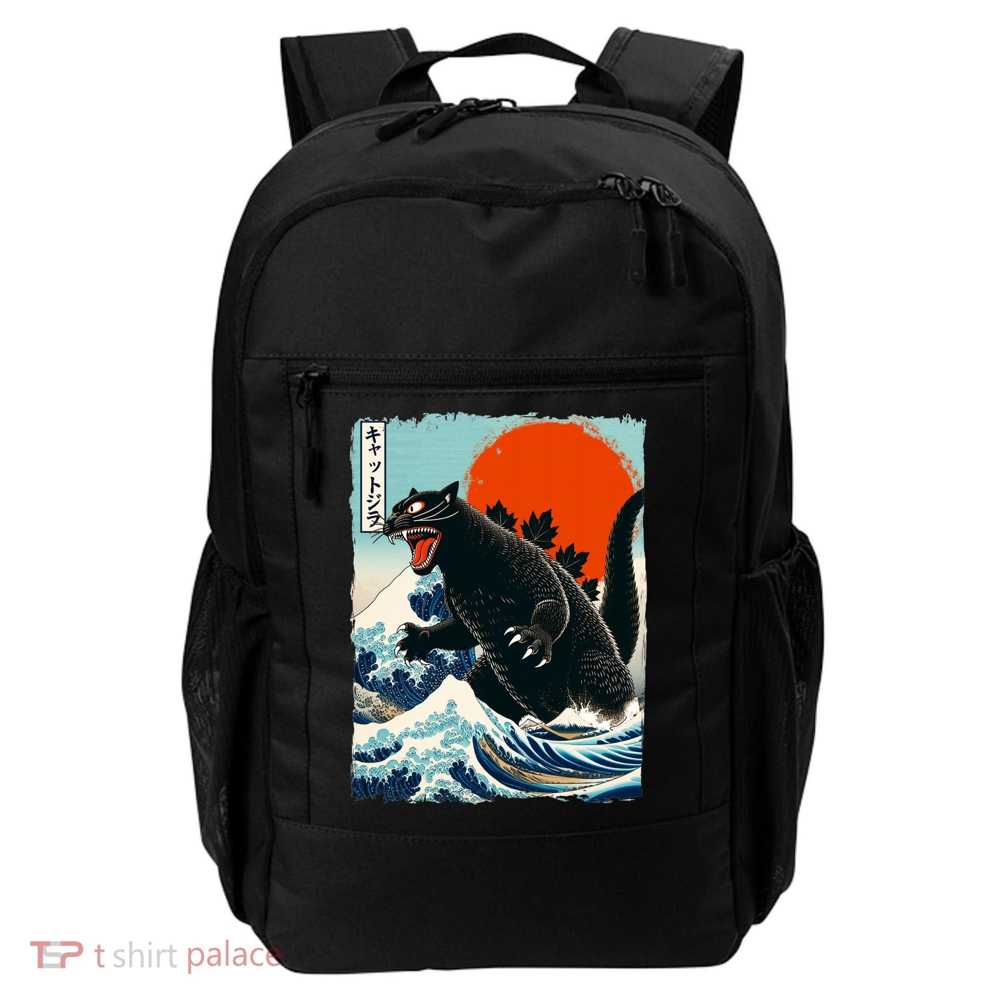 Catzilla Cat Japanese Art Cat Gift Backpack