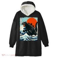 Catzilla Cat Japanese Art Cat Gift Hooded Wearable Blanket thumb 0