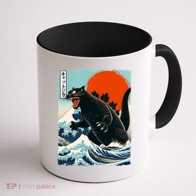 Catzilla Cat Japanese Art Cat Gift Coffee Mug back