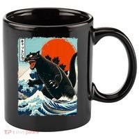 Catzilla Cat Japanese Art Cat Gift 11oz C Handle Ceramic Mug thumb 0