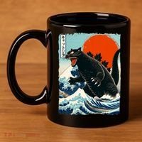 Catzilla Cat Japanese Art Cat Gift 11oz C Handle Ceramic Mug thumb 4