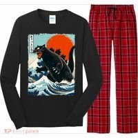 Catzilla Cat Japanese Art Cat Gift Long Sleeve Pajama Set thumb 0