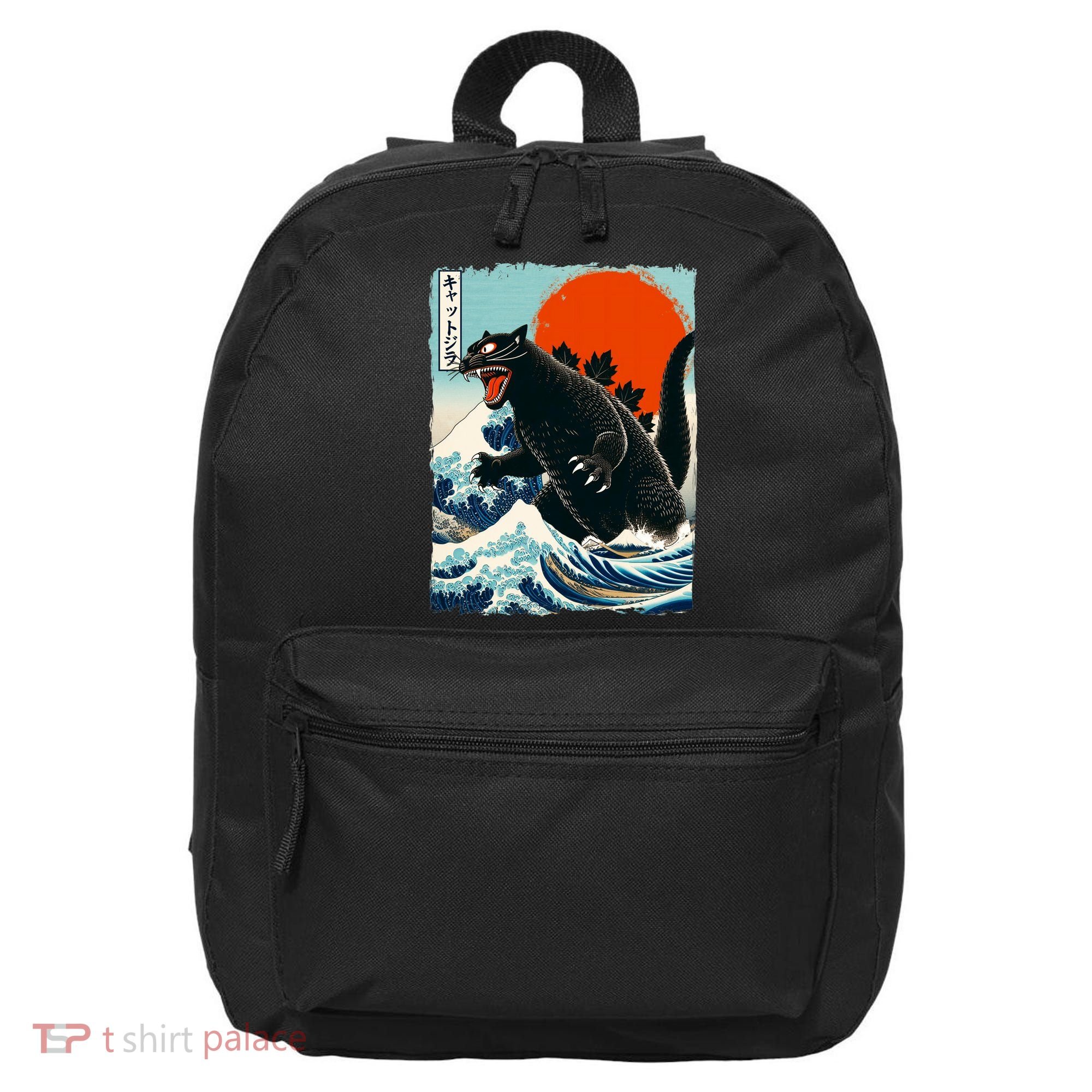 Catzilla Cat Japanese Art Cat Gift 16 in Basic Backpack