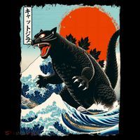 Catzilla Cat Japanese Art Cat Gift Women's Hoodie thumb 2
