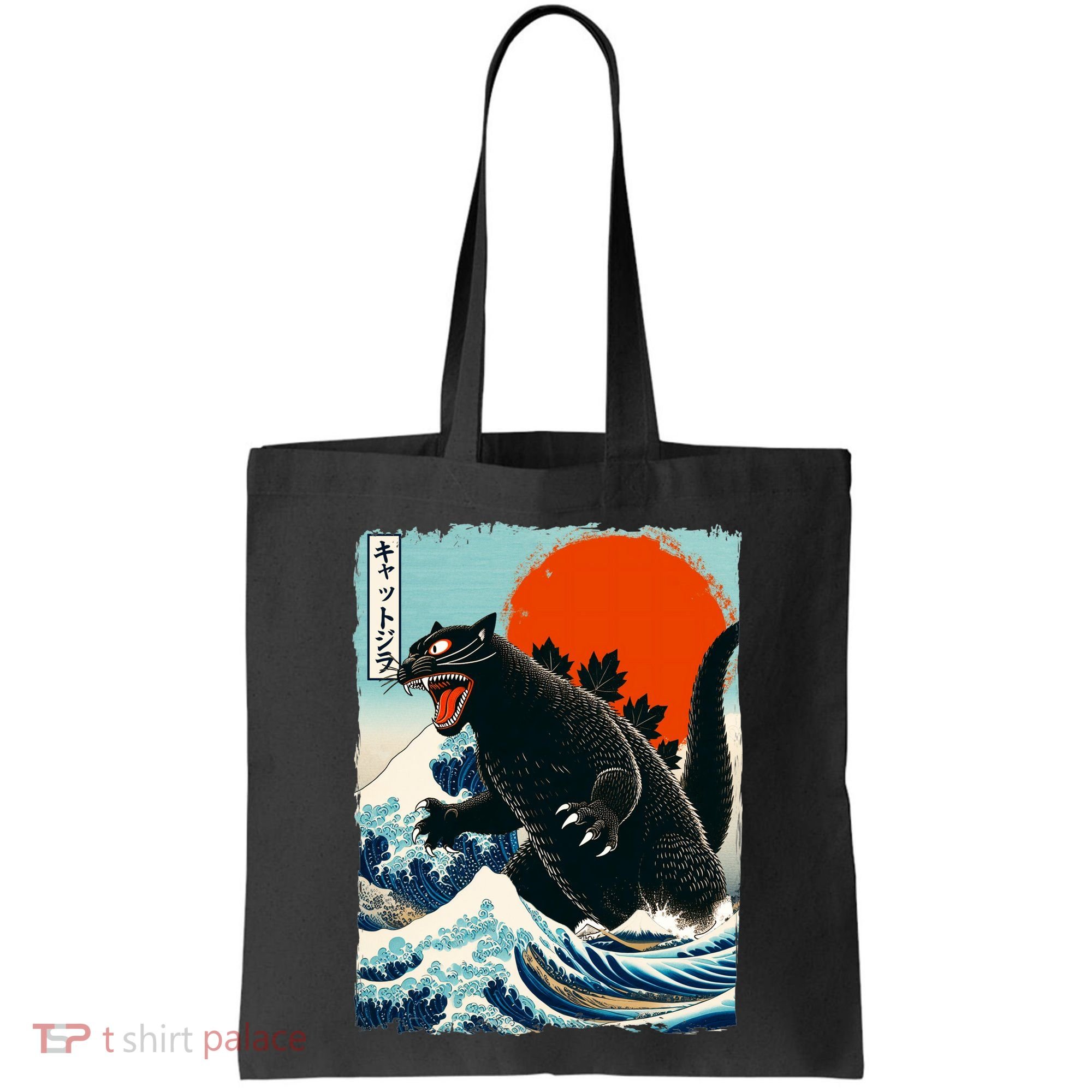 Catzilla Cat Japanese Art Cat Gift Tote Bag