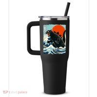 Catzilla Cat Japanese Art Cat Gift 40oz Vacuum Insulated Stainless Steel Travel Tumbler thumb 2