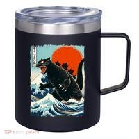 Catzilla Cat Japanese Art Cat Gift 12oz Stainless Steel Coffee Mug thumb 0