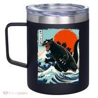 Catzilla Cat Japanese Art Cat Gift 12oz Stainless Steel Coffee Mug thumb 2