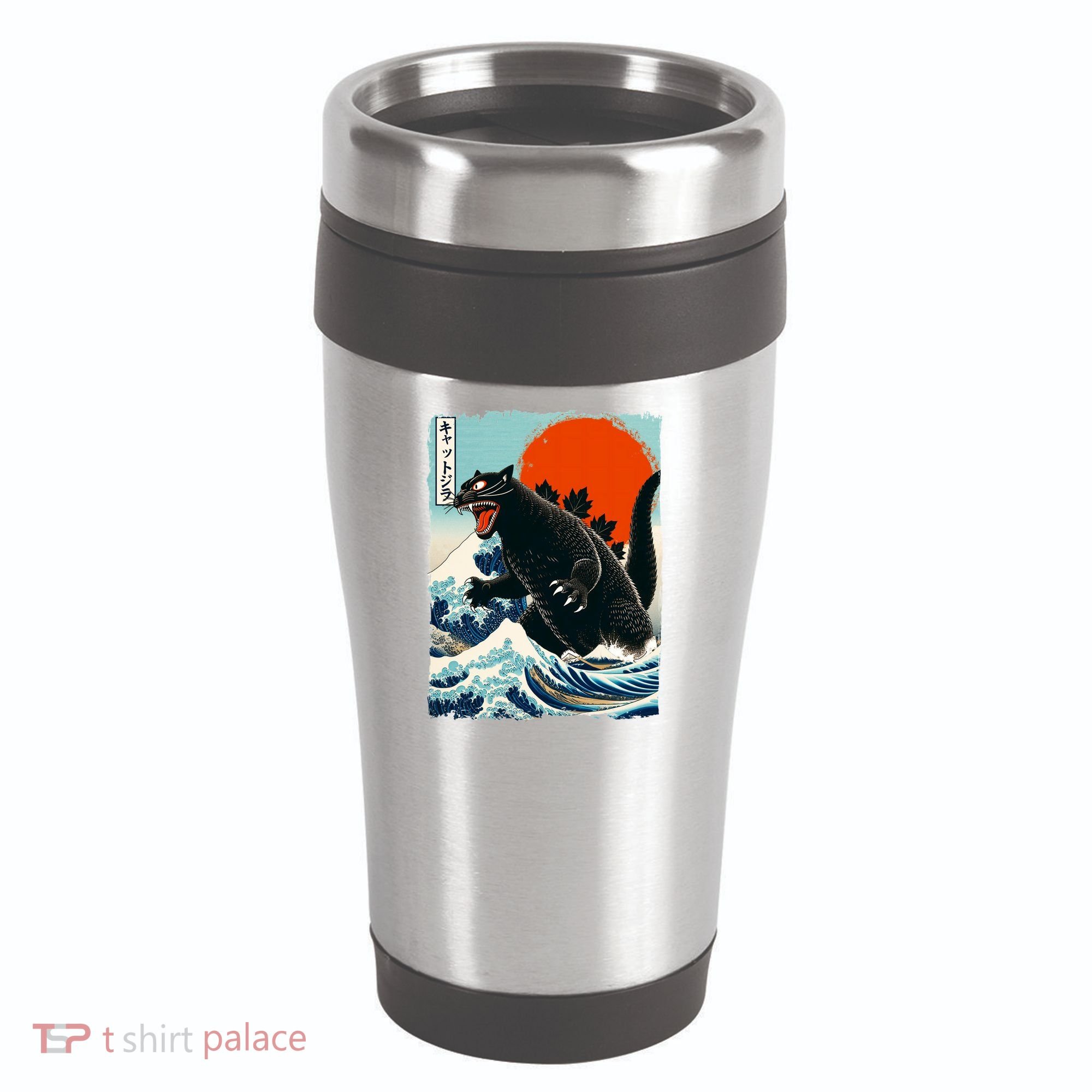 Catzilla Cat Japanese Art Cat Gift 16oz Travel Tumbler