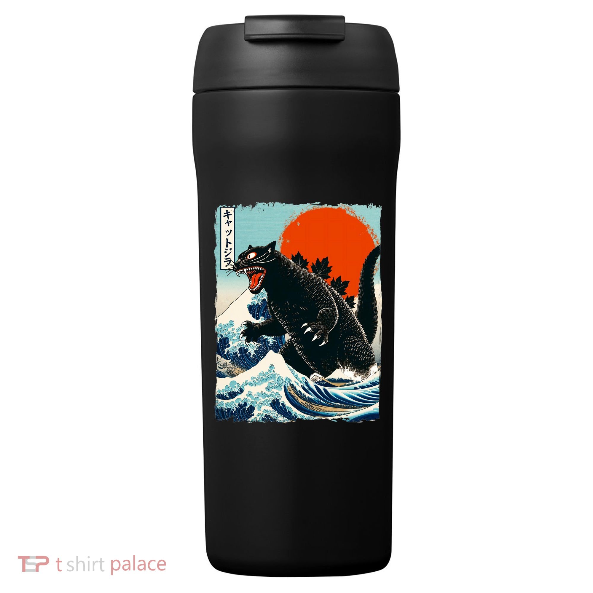 Catzilla Cat Japanese Art Cat Gift 24oz Duet Stainless Steel Tumbler