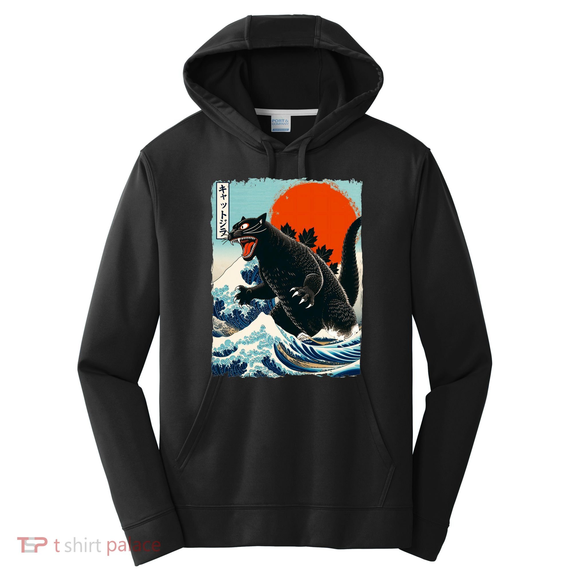Catzilla Cat Japanese Art Cat Gift Performance Fleece Hoodie