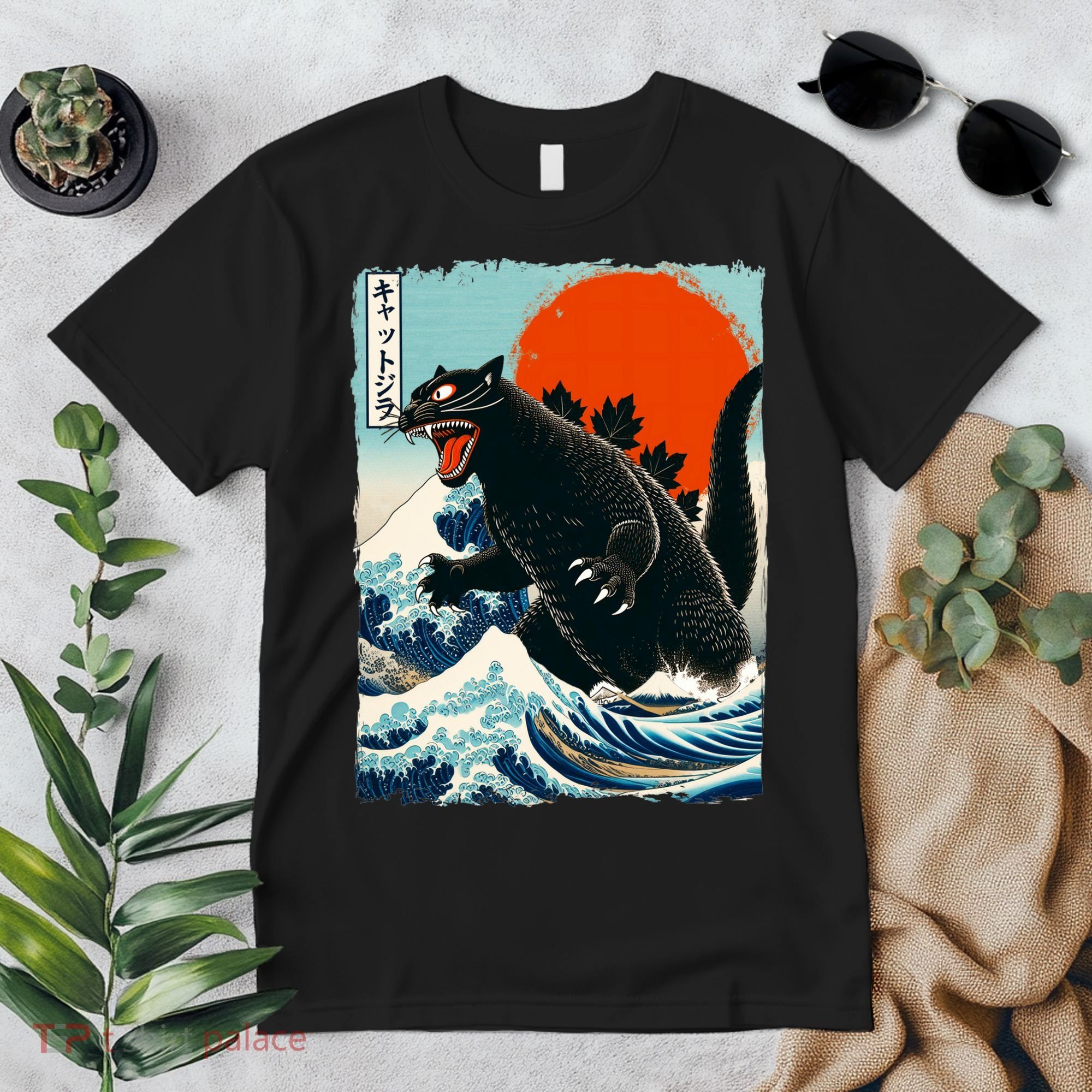 Catzilla Cat Japanese Art Cat Gift Premium T-Shirt