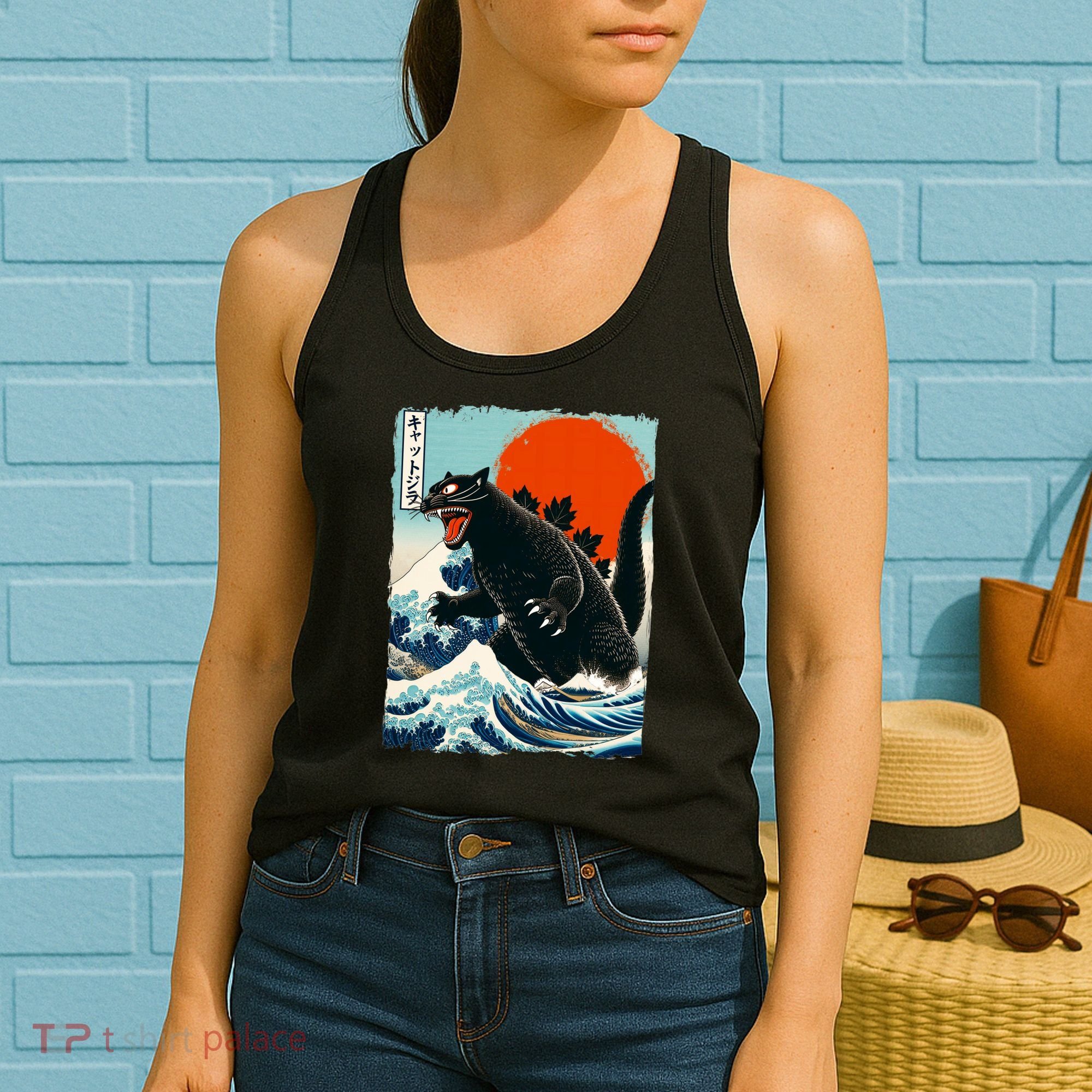 Catzilla Cat Japanese Art Cat Gift Women's Tank Top
