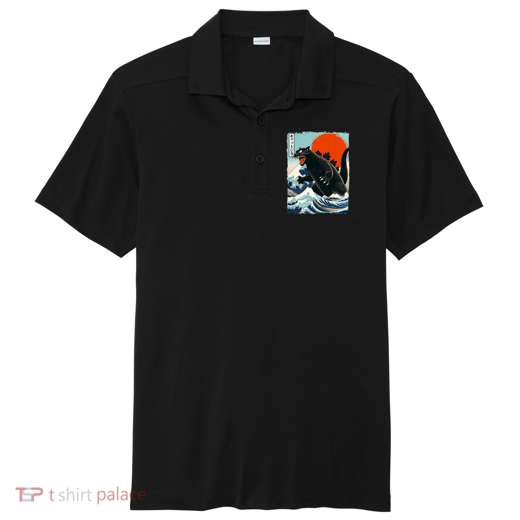 Catzilla Cat Japanese Art Cat Gift Sport-Tek Posi-UV Pro Polo