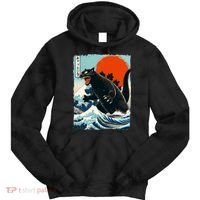 Catzilla Cat Japanese Art Cat Gift Tie Dye Hoodie thumb 0