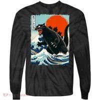 Catzilla Cat Japanese Art Cat Gift Tie-Dye Long Sleeve Shirt thumb 0