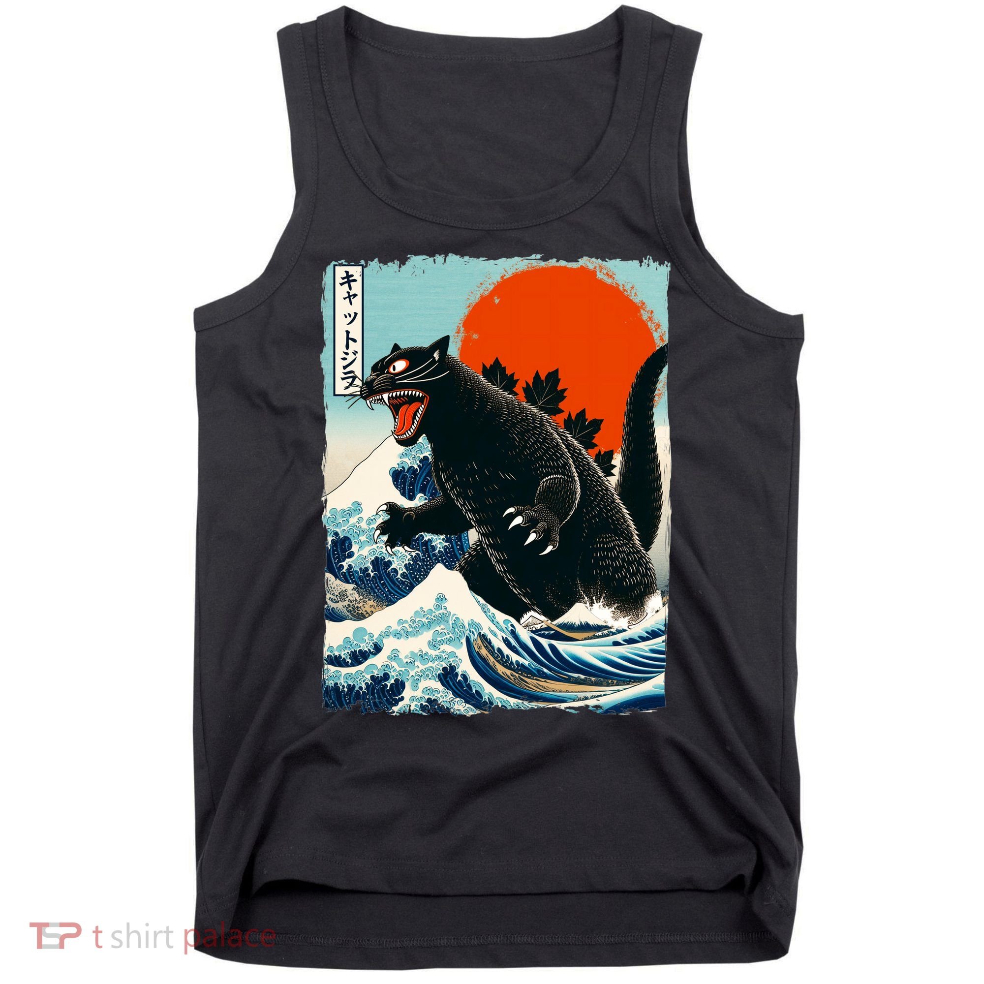 Catzilla Cat Japanese Art Cat Gift Tank Top
