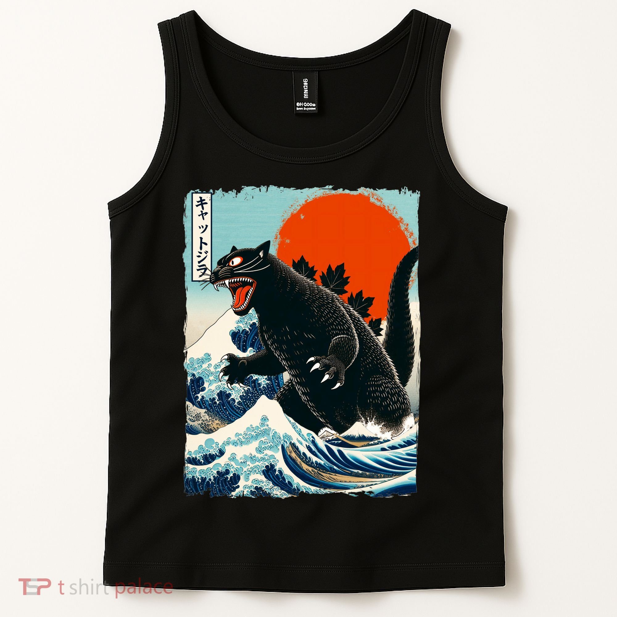 Catzilla Cat Japanese Art Cat Gift Tank Top