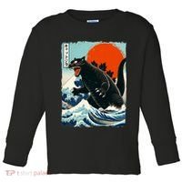 Catzilla Cat Japanese Art Cat Gift Toddler Long Sleeve Shirt thumb 0