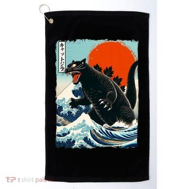 Catzilla Cat Japanese Art Cat Gift Golf Towel