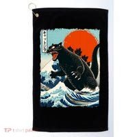 Catzilla Cat Japanese Art Cat Gift Golf Towel thumb 0