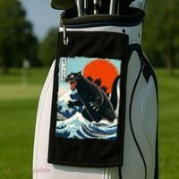 Catzilla Cat Japanese Art Cat Gift Golf Towel thumb 2