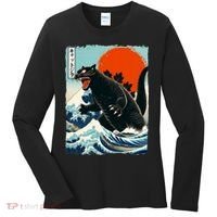Catzilla Cat Japanese Art Cat Gift Women's Long Sleeve Shirt thumb 0