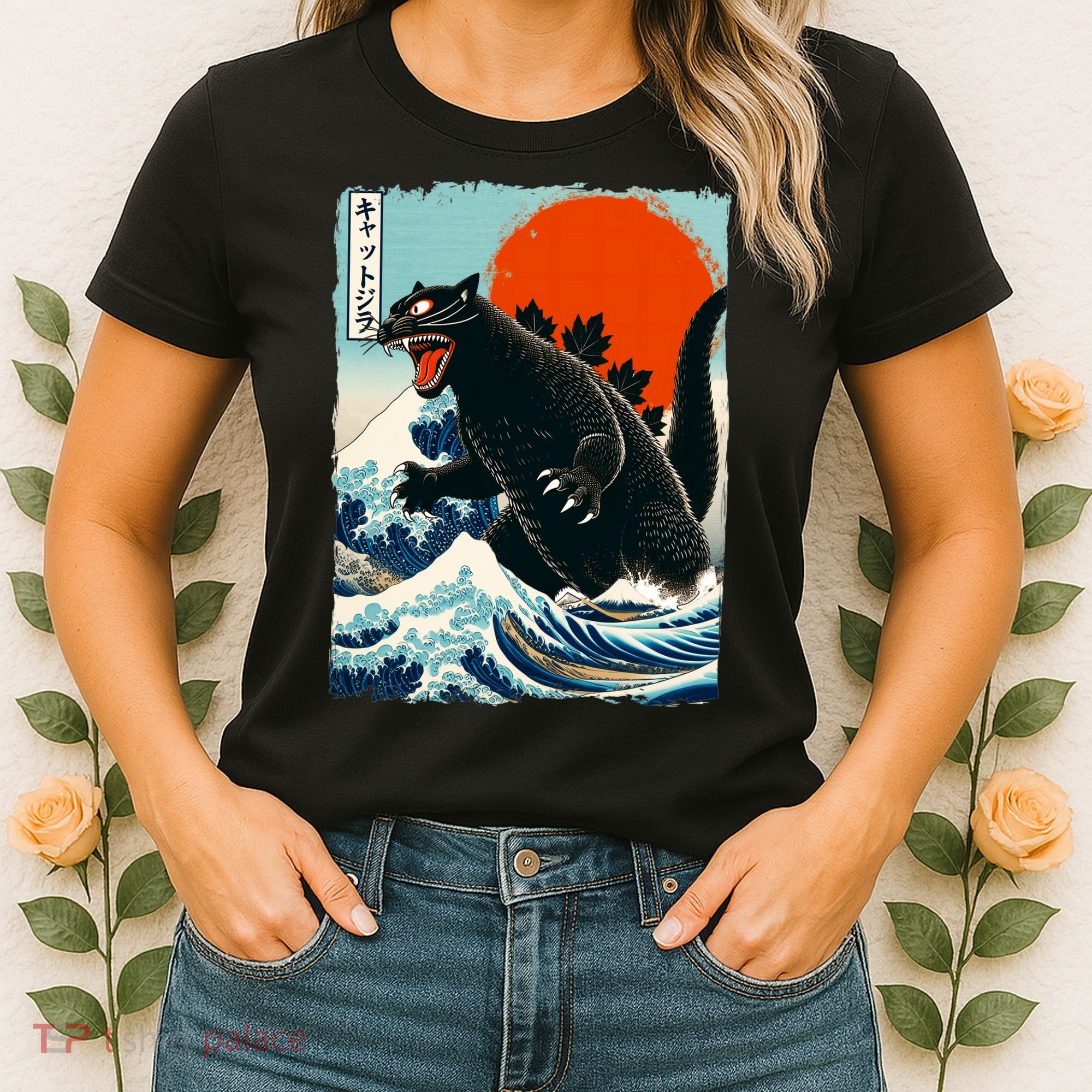 Catzilla Cat Japanese Art Cat Gift Women's T-Shirt