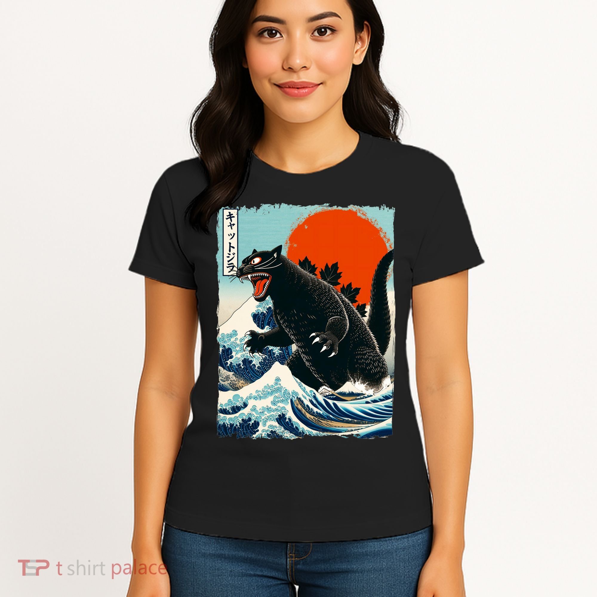 Catzilla Cat Japanese Art Cat Gift Women's T-Shirt