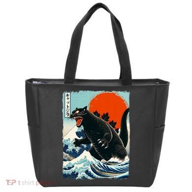 Catzilla Cat Japanese Art Cat Gift Tote Bag