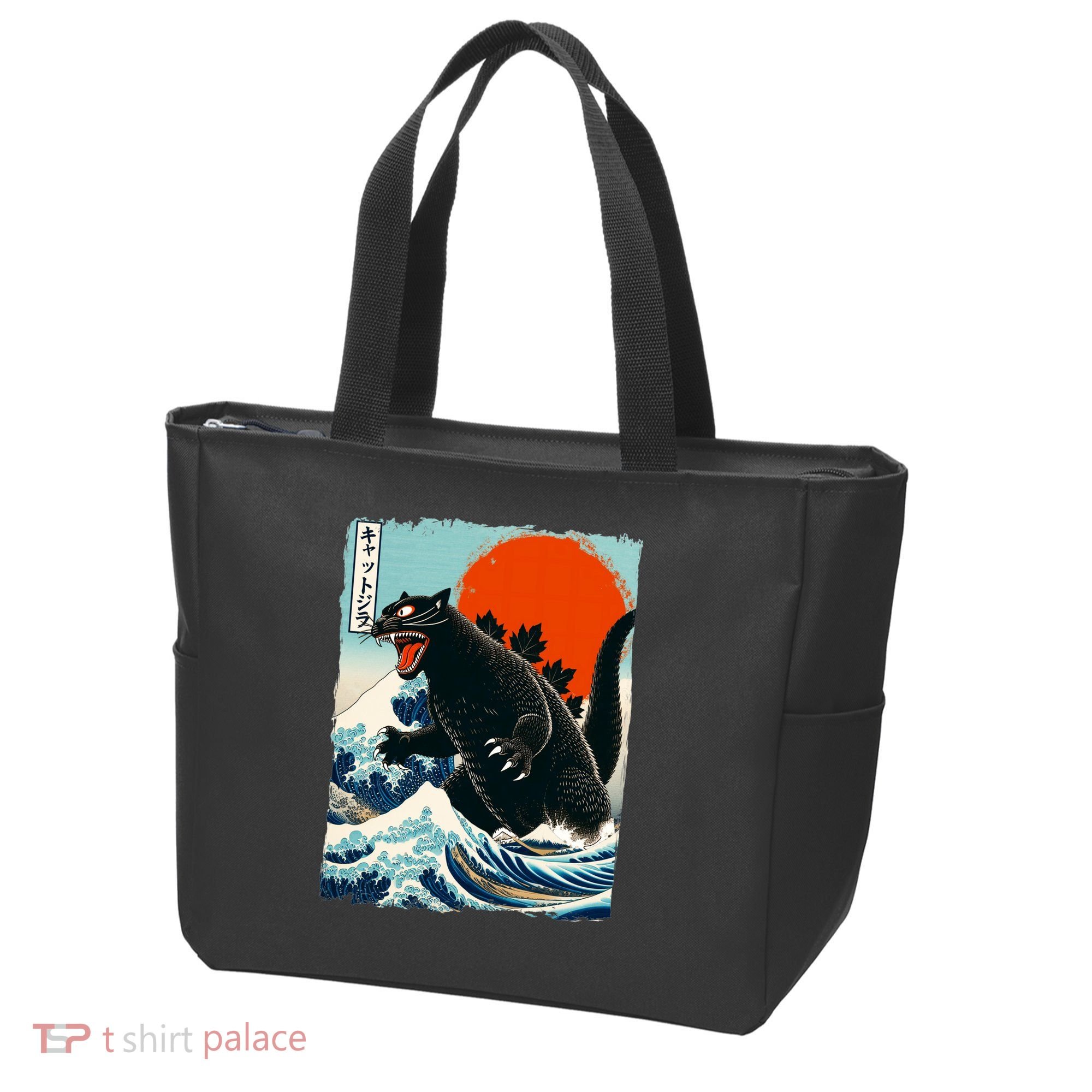 Catzilla Cat Japanese Art Cat Gift Tote Bag
