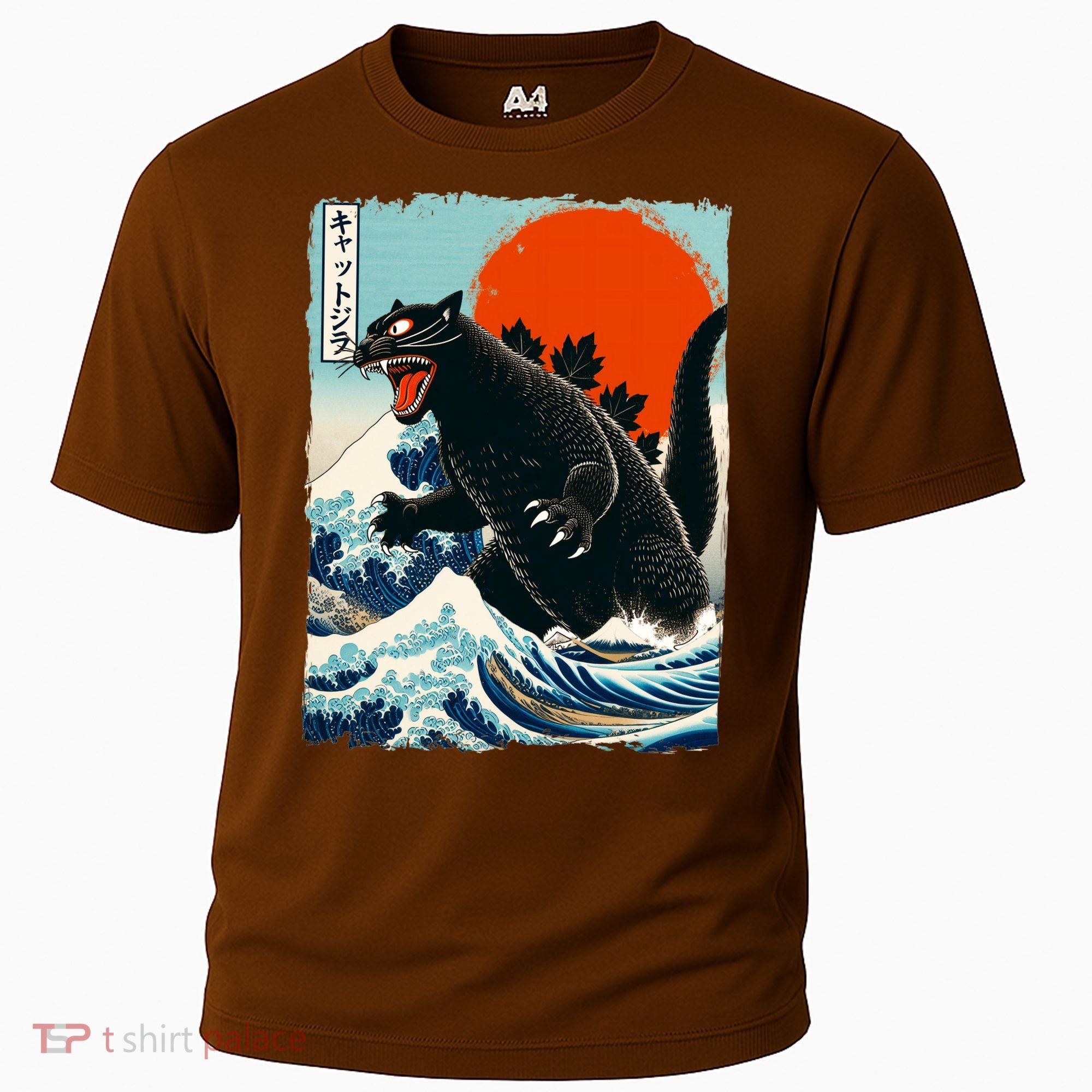 Catzilla Cat Japanese Art Cat Gift Cooling Performance Crew T-Shirt