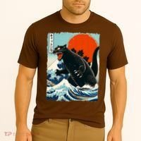Catzilla Cat Japanese Art Cat Gift Cooling Performance Crew T-Shirt thumb 2