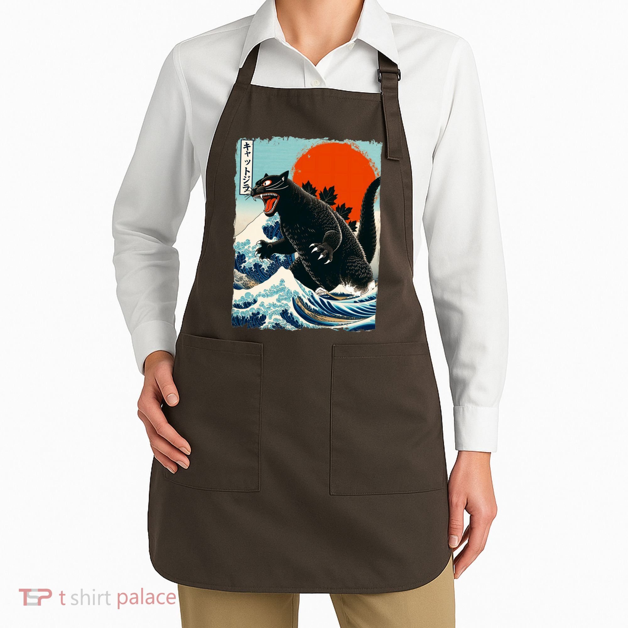 Catzilla Cat Japanese Art Cat Gift Apron
